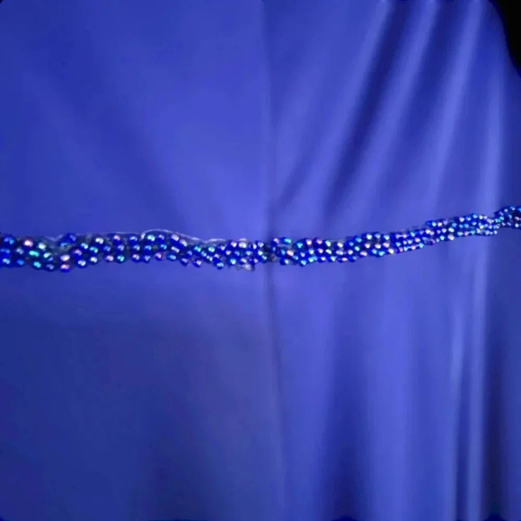 Alex Evenings Indigo Cold Shoulder Beaded A-line Dress Sz 14 - Picture 6 of 8